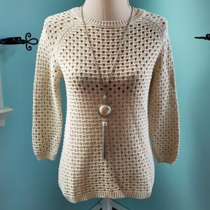 Cynthia Rowley Open Knit Cream colored sweater